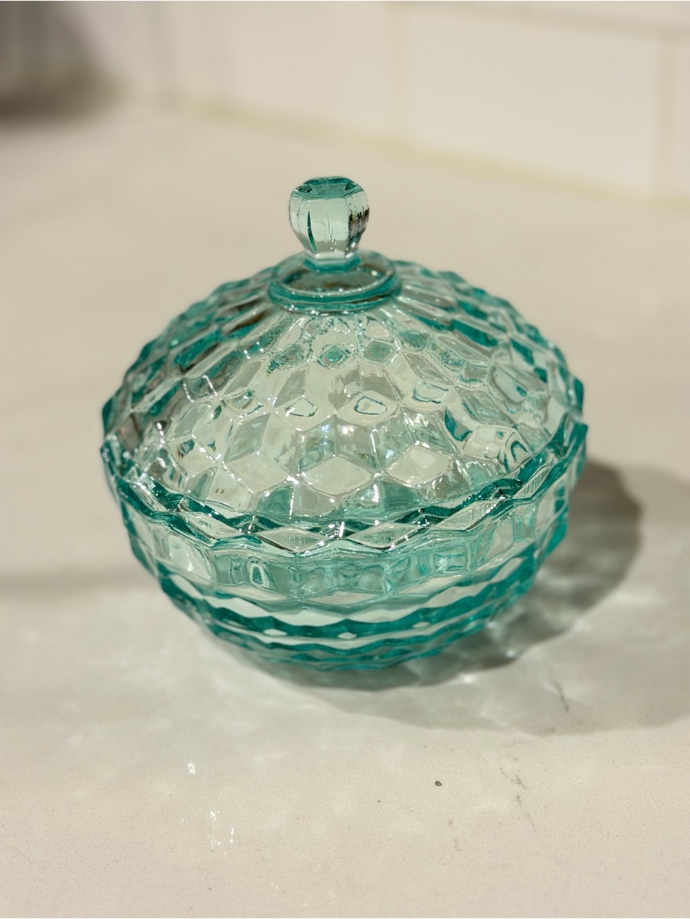 Vintage Indiana Glass Blue Glass Candy Dish with Lid